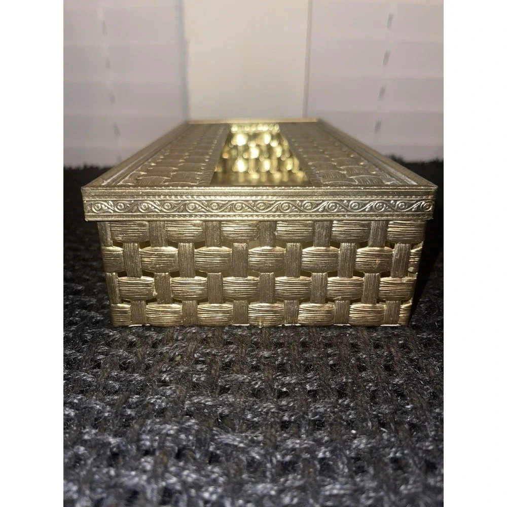Vintage Gold Filigree Ornate Tissue Kleenex Box Holder Hollywood Regency